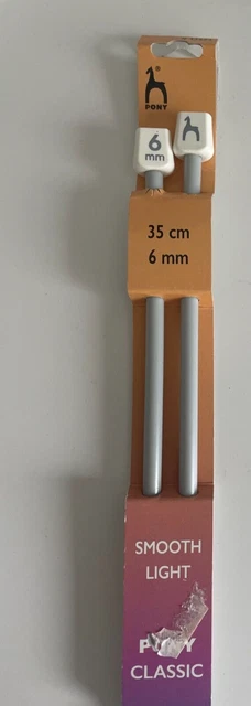 Pony 6mm plastic knitting needles 35cm long - 6 mm single pointed needles NEW