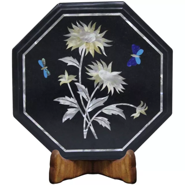 12" Marble Coffee Table Top Mother Of Pearls Inlaid Marquetry Art Home Interior