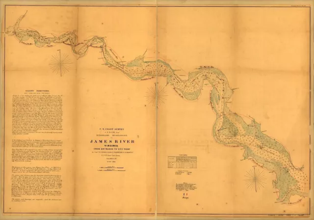 A4 Reprint of Lakes And Rivers Map James River Virgina