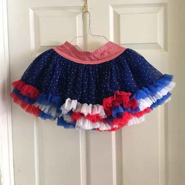 Jona Michelle 4th Of July Tutu SKIRT Patriotic Girls Red White Blue Size M (5/6)