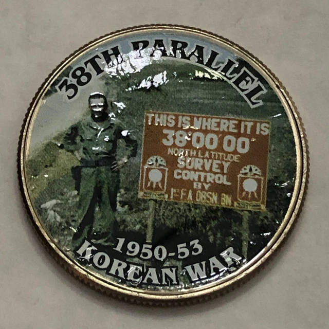 Colorized Kennedy half dollar. 38TH PARALLEL. KOREAN WAR 1650-1953. #60