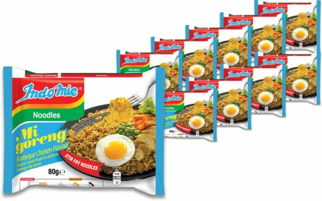 [10x 80g] IndoMie Instant Noodles pollo alla griglia gusto / spaghetti fritti barbecue
