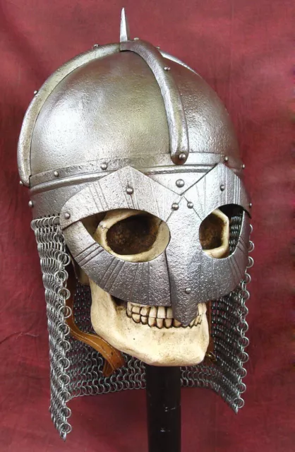Hand-Forged Norman VIKING HELMET with Chainmail ~ norse ~ medieval ~dark age~sca