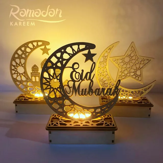 ISLAM AÏD RAMADAN Moubarak décoration bois lumière dorée lanternes DEL XS  EUR 9,05 - PicClick FR