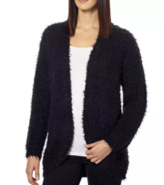 Kensie Womens Open Front Eyelash Cardigan