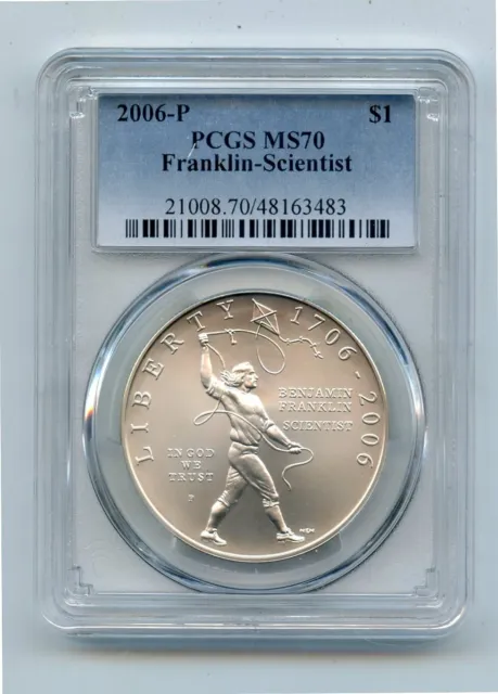 2006-P Franklin-Scientist Commemorative Silver Dollar (MS70 ) PCGS Top Grade!