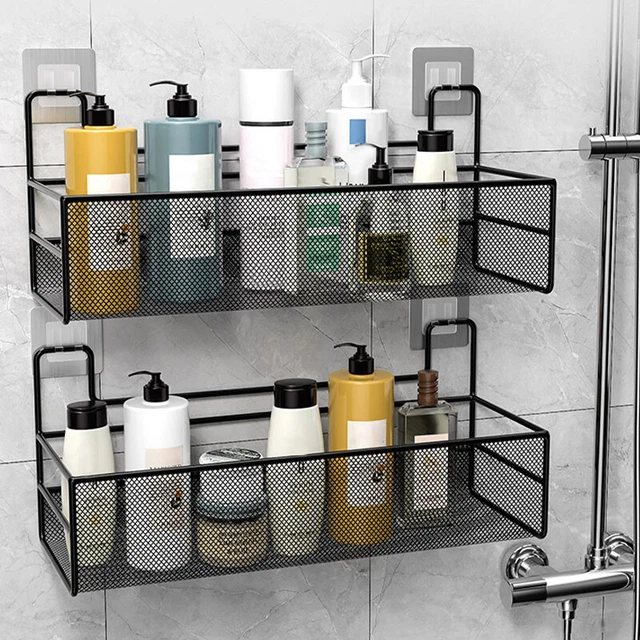 Organizador de ducha de estante de baño montado en pared accesorios de inodoro