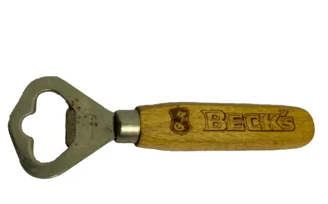 Vintage Authentic Germany Beck's Bier Beer Bottle Opener Wooden Handle vtd
