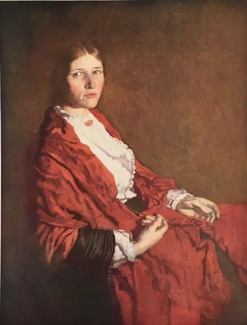 Der rote Schal von Sir William Orpen - Antikdruck 1930