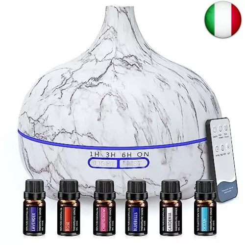 Diffusore di Oli Essenziali, Diffusore di Aromi Ultrasuoni da 550ml, 7 Colori