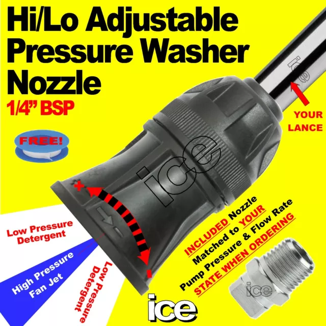 Pressure Washer Steam Cleaner High & Low Adjustable Pressure Nozzle Holder 1/4"