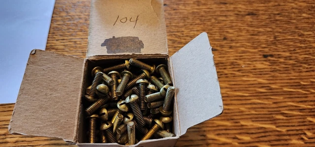 Lot of 104  Vintage Brass machine Screws #12-24 3/4"  Round  Head Slotted 1 lb