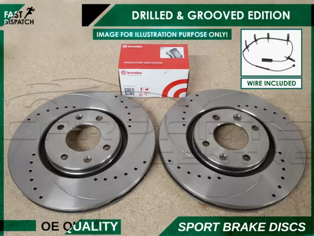 For Mini Cooper S R52 R53 Front Drilled And Grooved Brake Discs Brembo Pads Wire