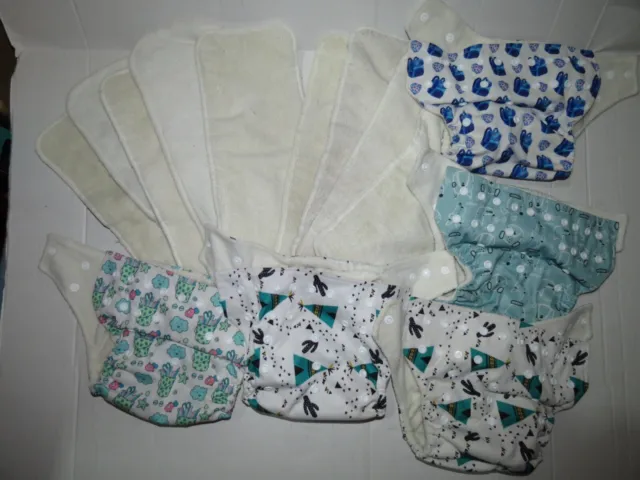 Ka-Kawaii Baby Adjustable Reusable Cloth Diaper Set 5 Diapers 9 Inserts