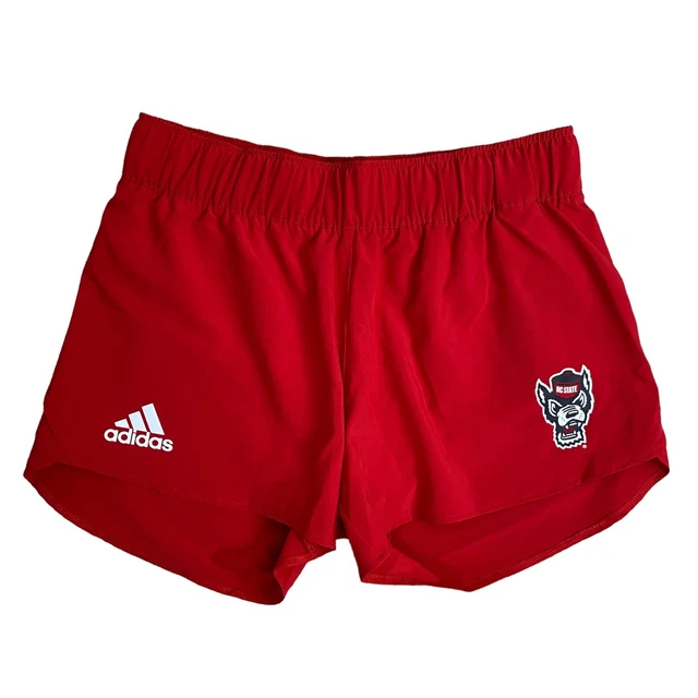 NC State Wolfpack NCAA Adidas Women's Red Woven 3" Lined Training Shorts Sz S