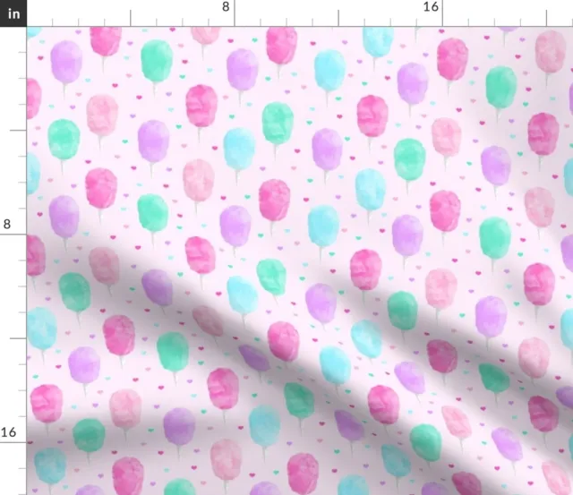 Cotton Candy Pink Hearts Summer Food Sweets Spoonflower Fabric by the Yard