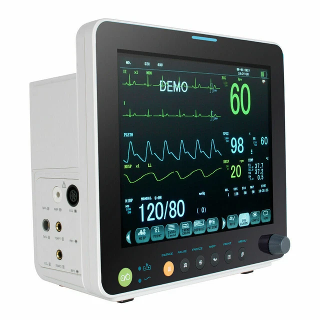 12'' MEDICAL PATIENT Monitor ICU Vital Signs SpO2/PR/NIBP/ECG/RESP/TEMP ...