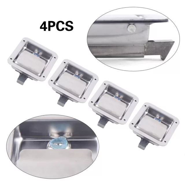 Toolbox Lock Set 4x RV Camper Trailer Truck Door Paddle Handle Latch w/ 8x Key