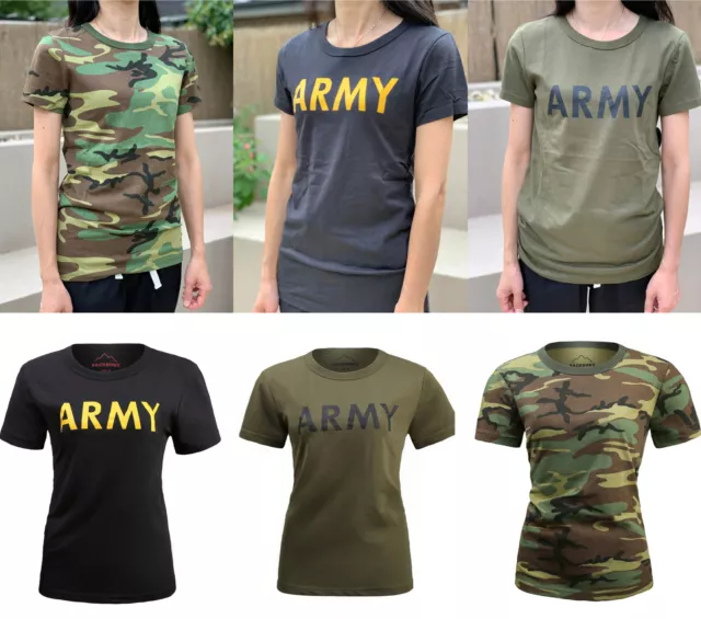 Womens Ladies Outdoor Gym Training Running Boot Camp Camouflage T-Shirt Top Tee 3