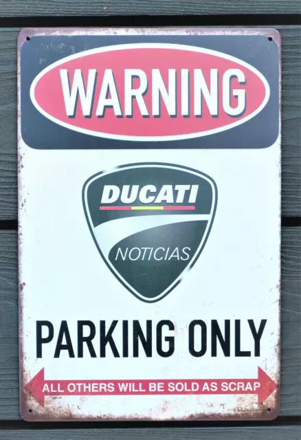 Ducati Parking Only Metal Garage Sign Wall Plaque Vintage mancave A4