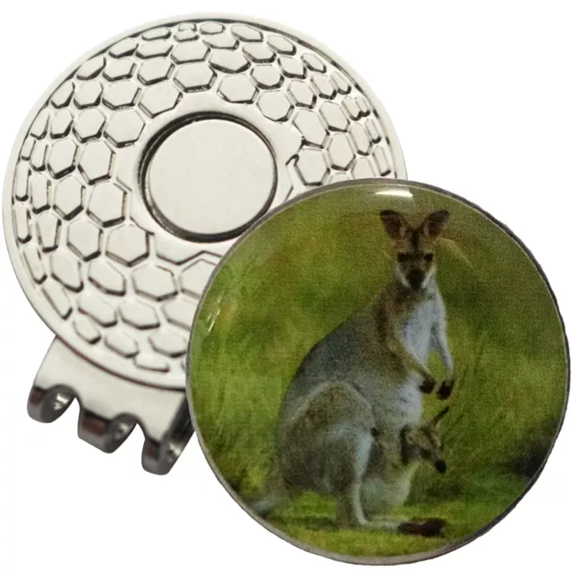 1 x New Magnetic Hat Clip + Kangaroo Golf Ball Marker - For Golf Hat or Visor