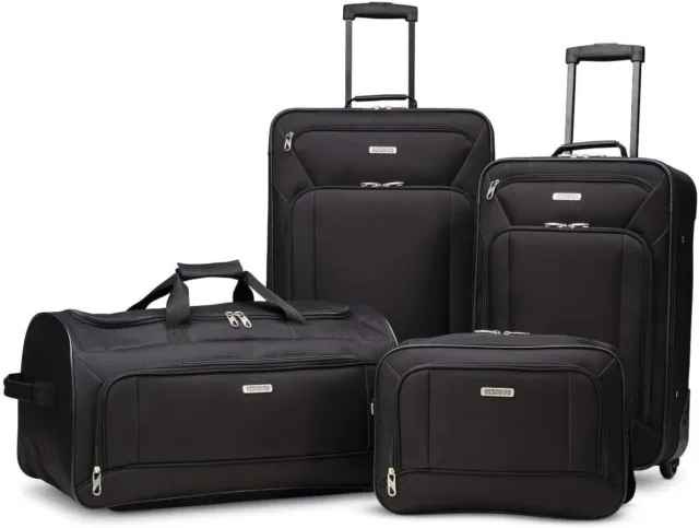American Tourister Fieldbrook XLT 4 Piece Softside Luggage Set Black