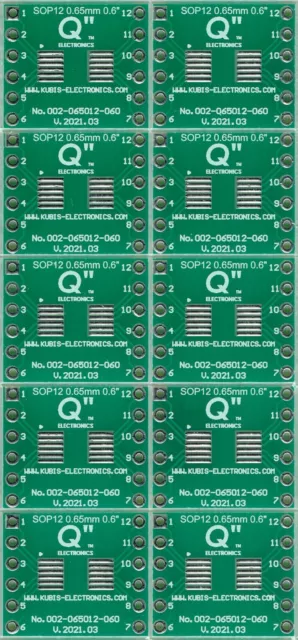 10 PCS. - Adaptateur PCB MSOP12,TSSOP12 0.65mm à DIP 0.6". [FR]