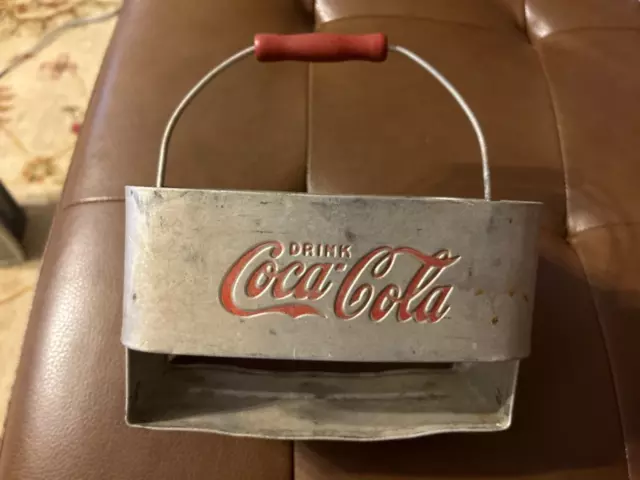 Rare Vintage Coca Cola Aluminum Metal 6-Pack Bottle Holder Drink Carrier Caddy