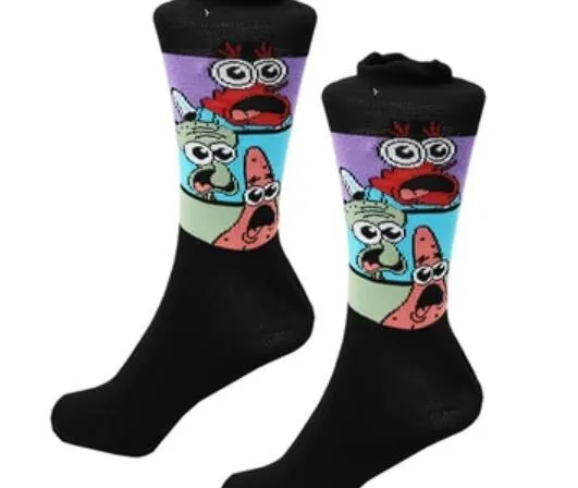 Men's Crew Socks SPONGEBOB 2 Pairs Nickelodeon Size 10-13 Shoe Size 6.5-12 New