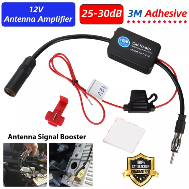 Car Stereo FM & AM Radio Signal Antenna Signal Amplifier Auto Aerial Amp Booster