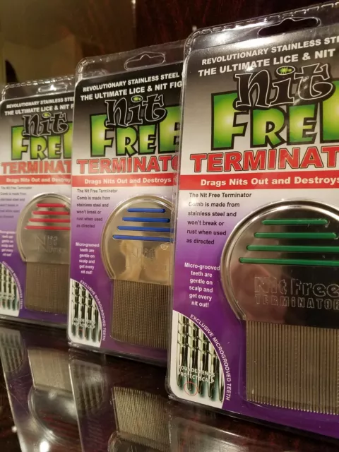 5-star Nit Free Brand Terminator comb Lice Nits *Red *Blue *Green 100% effective