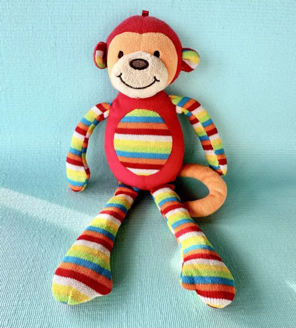 Little Jellycat 36cm Merry Monkey Striped Rattle Crackle Monkey Baby Soft Toy