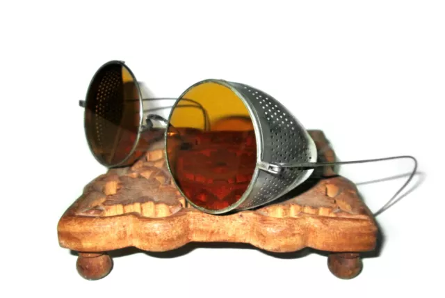 Antique Amber Willson Sunglasses Goggles Spectacles Vtg Steampunk Safety Glasses