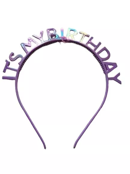 NEW Party purple Its My Birthday plastic tiara aliceband headband fancy dress