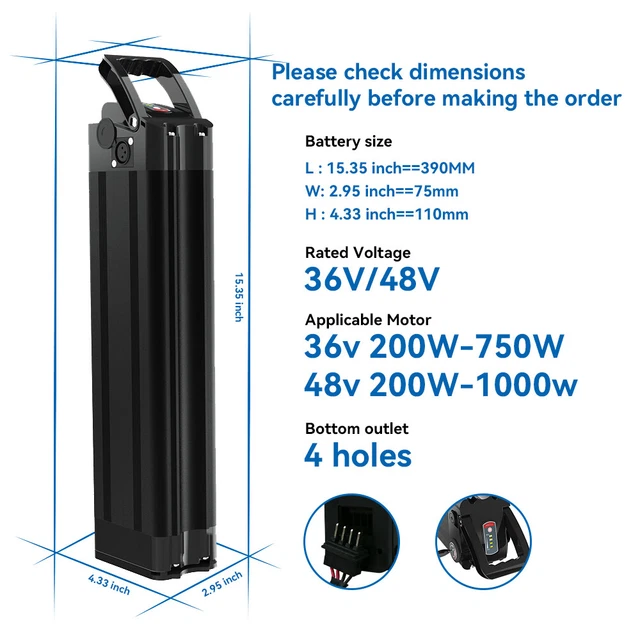 Batterie Lithium Ebike AFTERTECH 48V 7Ah - Format Bouteille H3 Avec Chargeur