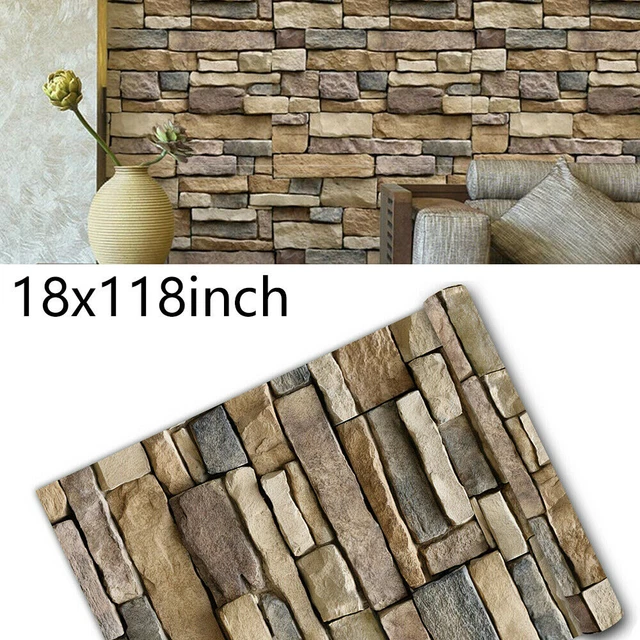 3D STONE BRICK Rock Wallpaper Selfadhesive Wall Sticker Peel & Stick