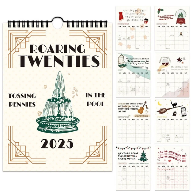AU 2025 TS Lyrics Calendar, Taylor Swift Lyrics Wall Calendar, Roaring