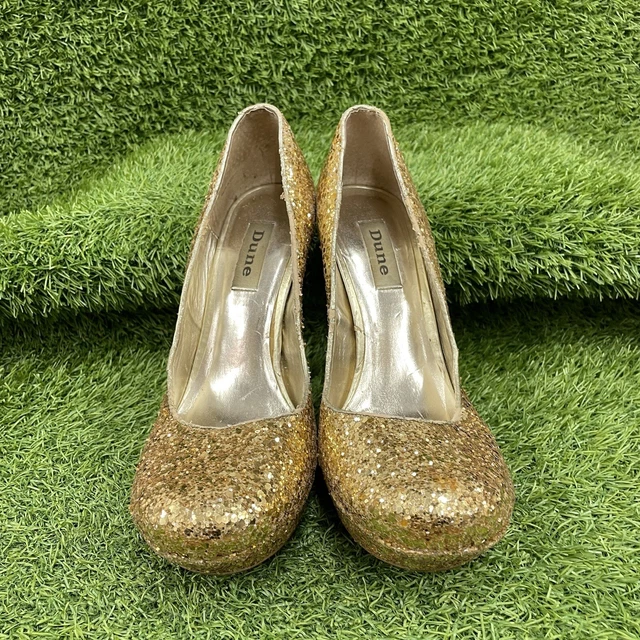 DUNE GOLD HIGH HEELS GLITTER PLATFORM STILETTO COURTS PREMIUM PARTY