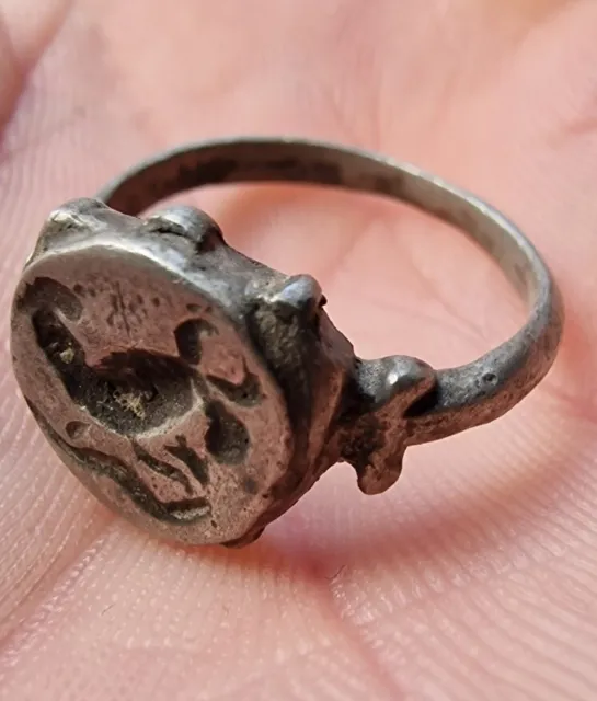 ANCIENT BYZANTINE SILVER SEAL RING, 4.5g , 18 mm
