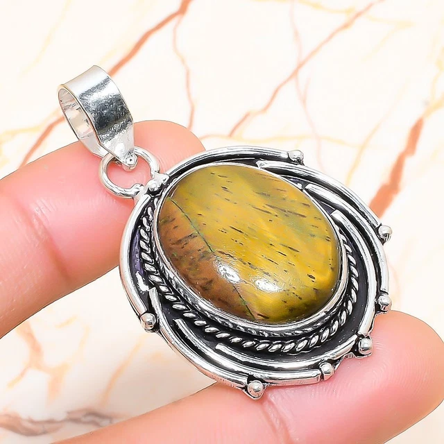 Tiger Eye Gemstone Handmade Gift Jewelry Pendant 1.97" k041