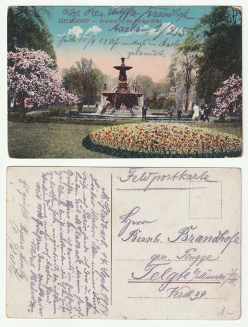 82432 - Düsseldorf - Brunnen an der Königs-Allee - AK, datiert 14.9.1914