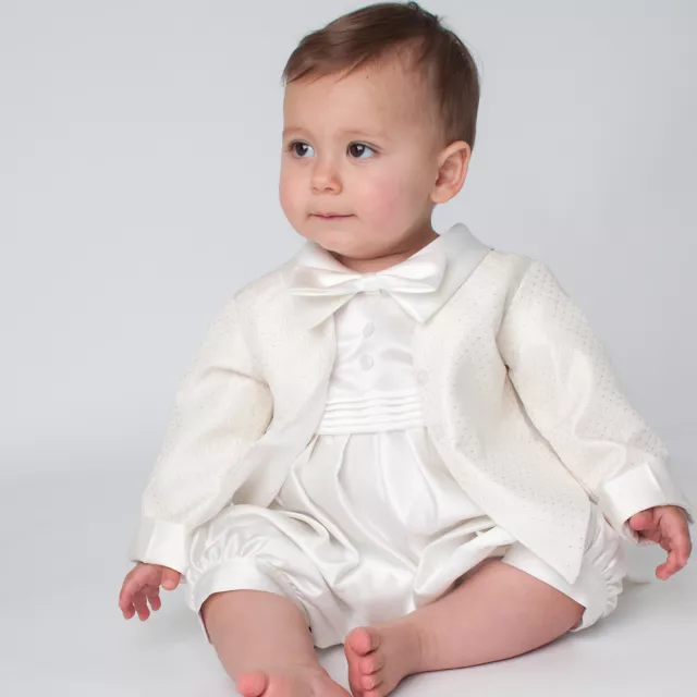 Baby Boys Christening Outfit Christening Suit Christening Romper Diamond Cream