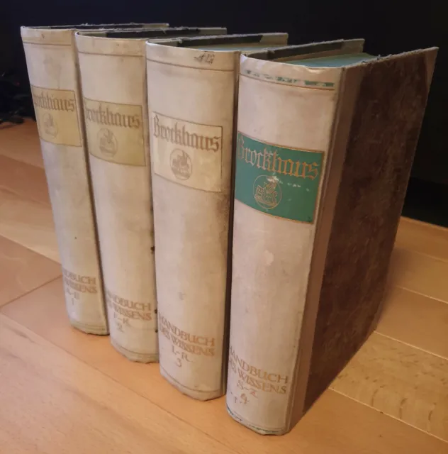 Bücher Brockhaus 4 Bände Komplett 1922 - Pergament - Halbpergament - Abbildungen