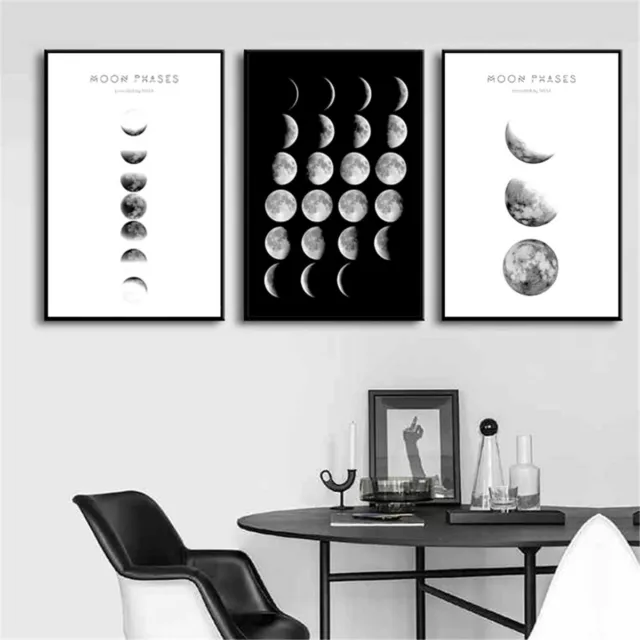 Abstract Nordic Moon Painting Canvas Print Poster Wall Art Picture  Decoration