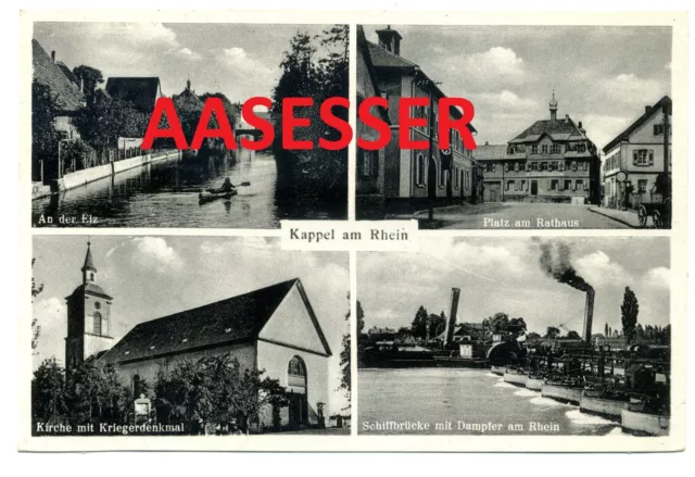 AK Kappel am Rhein  mit Bahnpost Frankfurt - Basel 1938 Rathaus Fahne 3tes Reich