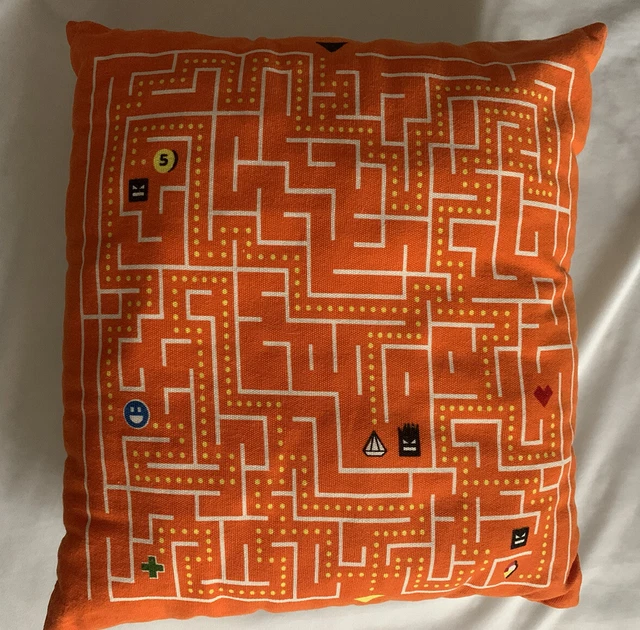 Ikea discontinued video game maze throw pillow orange and white kids decor