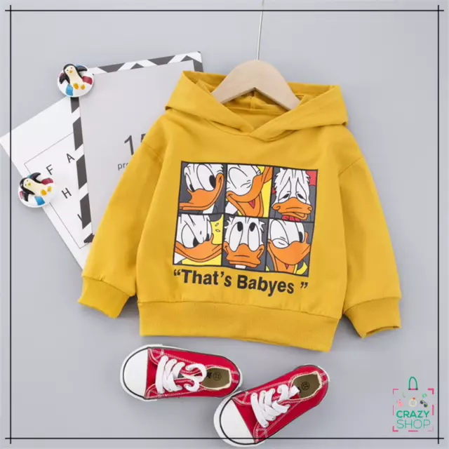 FELPA PAPERINO GARZATA  Abbigliamento per bambini kids INVERNO UNISEX GIALLA