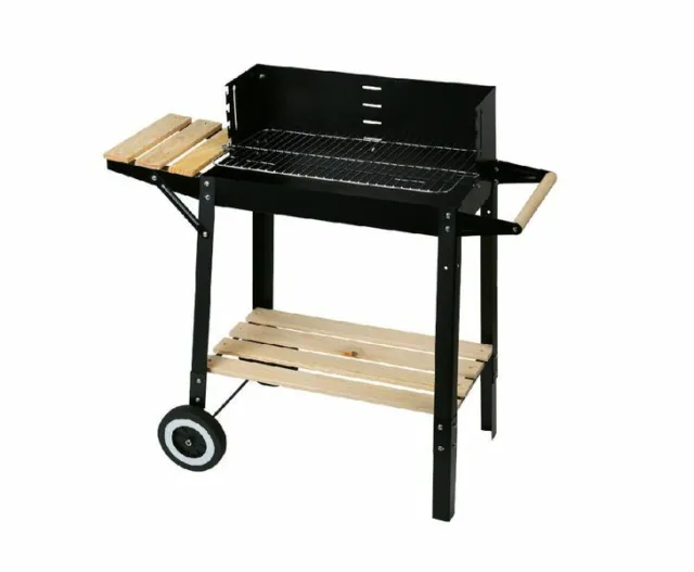 BBQ Holzkohlegrill Grillwagen DELUXE Barbecue Grill Garten Camping