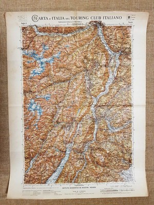 Grande carta geografica 1909 Trento Trentino-Alto Adige Touring Club Italiano 