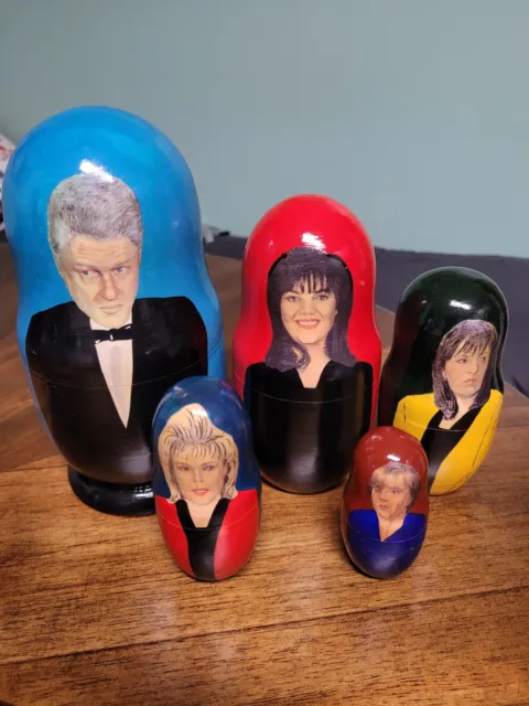 President Bill Clinton And his Women Russian Nesting Dolls - Set of 5 - Rare